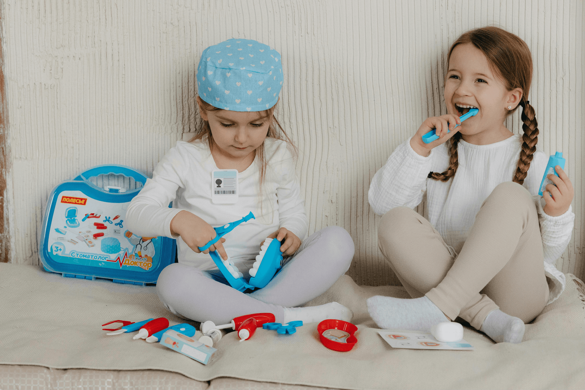 Two children playing and learning together